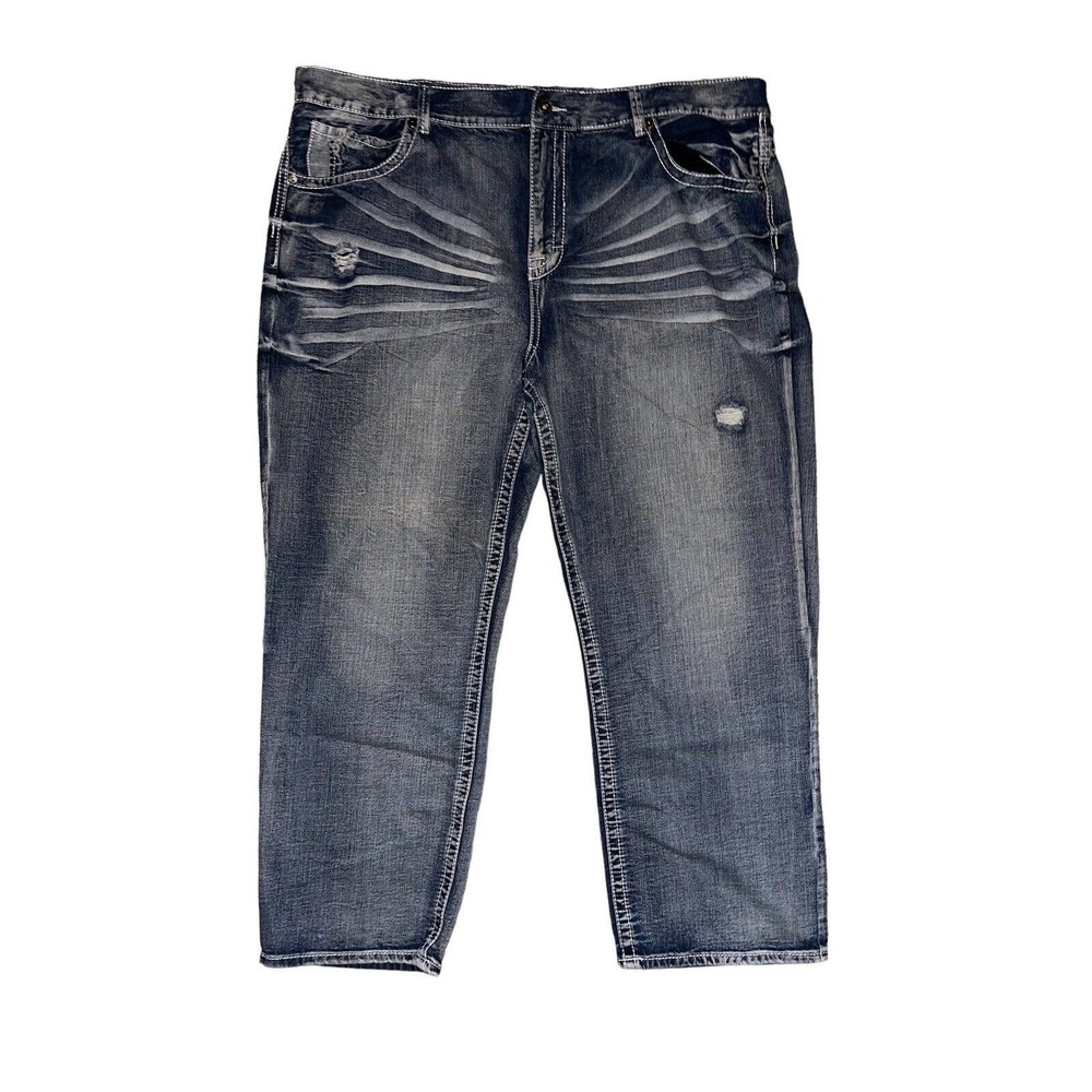 Men's Axe And Crown Jeans Size 48 X 32 Straight Leg distressed embroidery